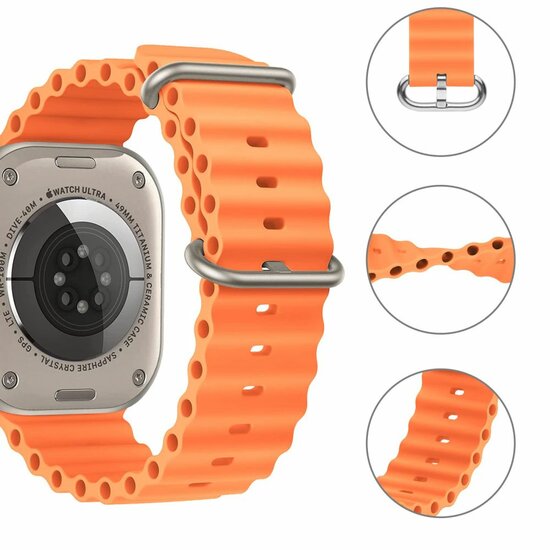 TechProtection siliconen pro Apple Watch Ultra 49 / 45 / 44 mm bandje oranje