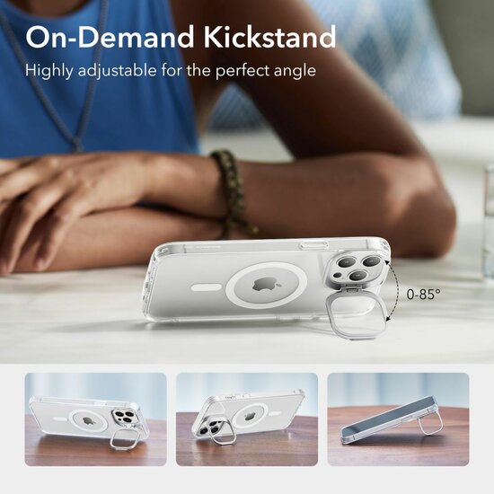 ESR Classic Kickstand MagSafe iPhone 14 Pro hoesje paars met stand