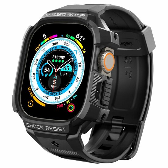 Spigen Rugged Armor Pro Apple Watch Ultra 49 mm bandje zwart