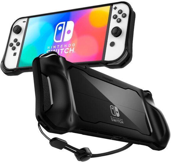  Spigen Rugged Armor Nintendo Switch OLED hoesje Zwart 