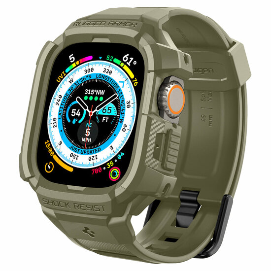 Spigen Rugged Armor Pro Apple Watch Ultra 49 mm bandje khaki