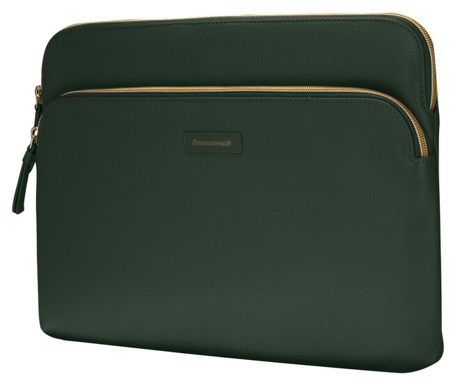 dbramante1928 Paris Plus leren MacBook Pro 14 inch sleeve evergreen