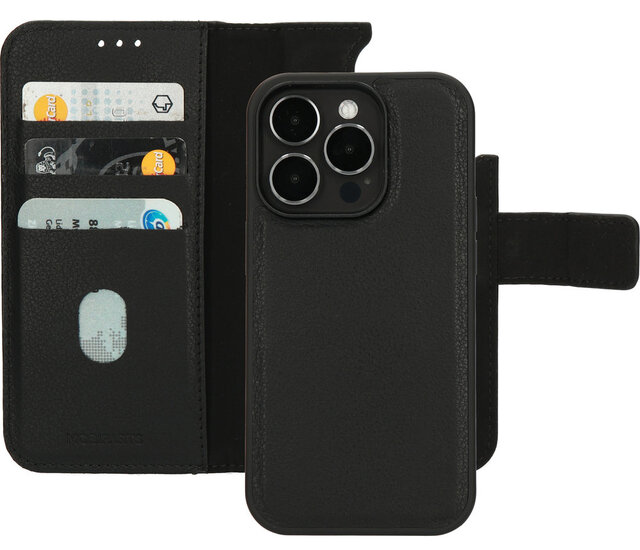 Mobiparts leren 2 in 1 Wallet iPhone 14 Pro hoesje zwart