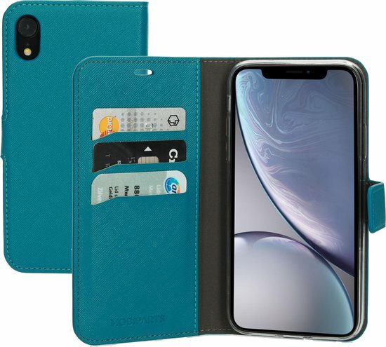 Mobiparts Saffiano Wallet iPhone XR hoesje Turquoise