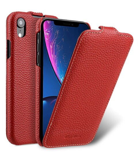 Melkco Leather Jacka iPhone XR hoesje Rood