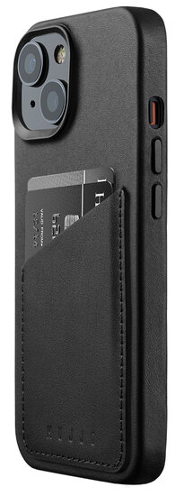 Mujjo Leather Wallet iPhone 15 hoesje zwart