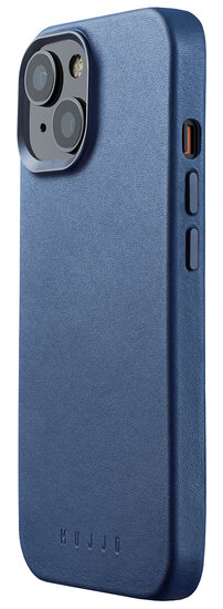 Mujjo Leather MagSafe iPhone 15 hoesje blauw