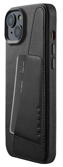 Mujjo Leather Wallet iPhone 15 Plus hoesje zwart