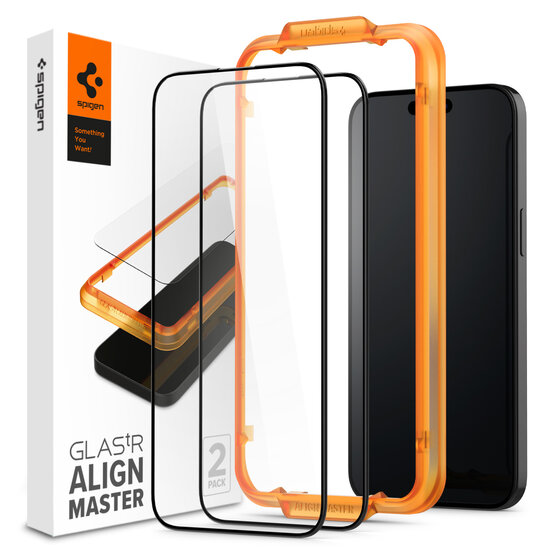 Spigen Align edge to edge iPhone 15 Pro glazen screenprotector 2 pack