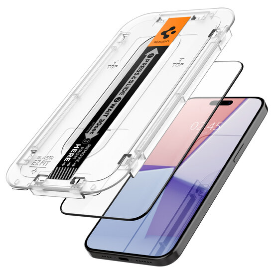 Spigen GlastR EZ Fit Edge to Edge iPhone 15 Pro glazen screenprotector 2 pack