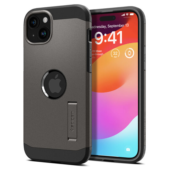 Spigen Tough Armor iPhone 15 hoesje gun metal