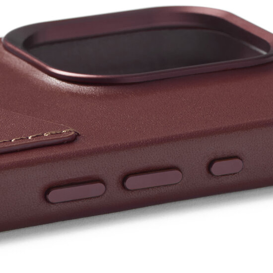 Mujjo Leather Wallet iPhone 15 Pro hoesje burgundy