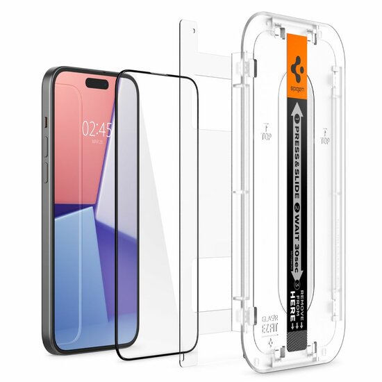 Spigen GlastR EZ Fit Edge to Edge iPhone 15 glazen screenprotector1 pack