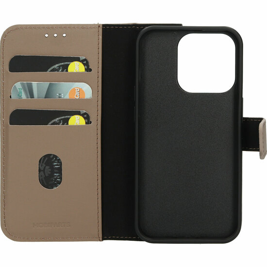 Mobiparts leren 2 in 1 Wallet iPhone 15 Pro hoesje taupe