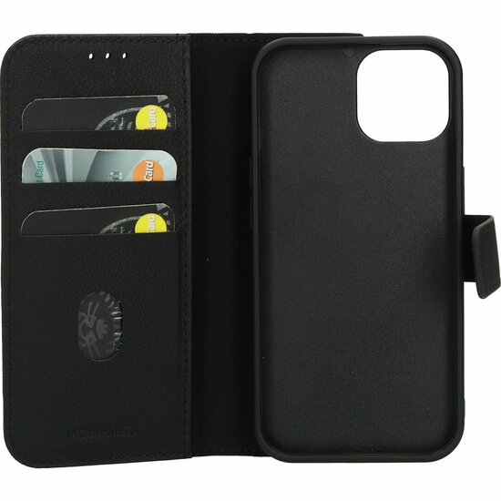 Mobiparts leren 2 in 1 Wallet iPhone 15 hoesje zwart