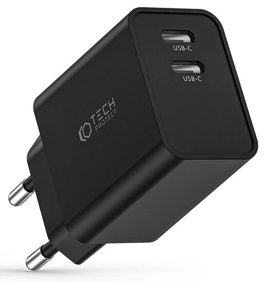 Tech Protection 35 watt 2 poort USB-C oplader zwart