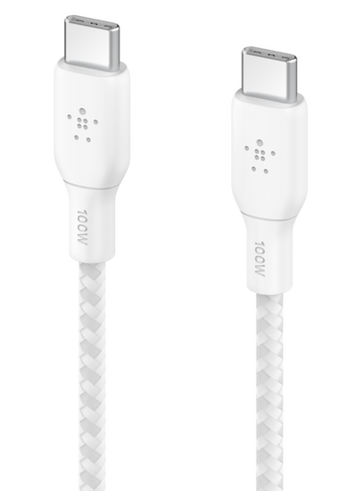 Belkin Braided 100 watt USB-C kabel 3 meter wit