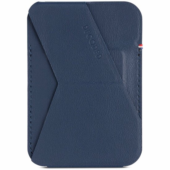 Decoded leren MagSafe wallet kaarthouder en stand Navy