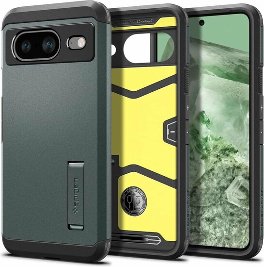 Spigen Tough Armor Pixel 8 hoesje groen