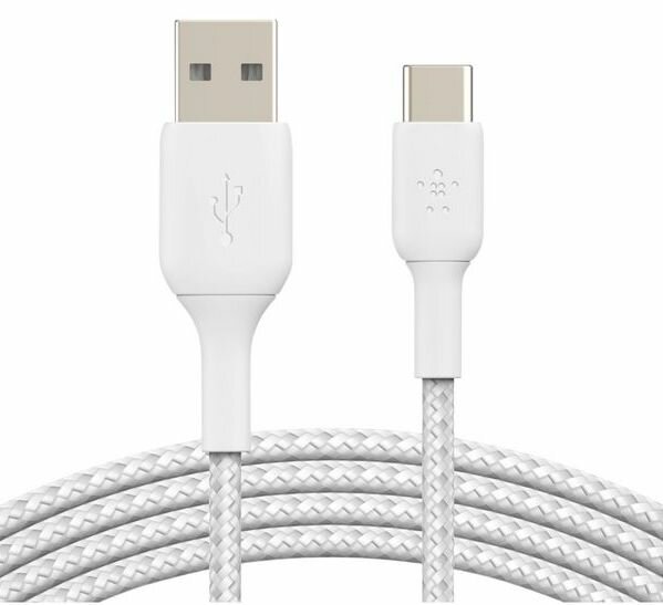 Belkin Braided BoostCharge USB-A naar USB-C kabel 15 centimeter Wit