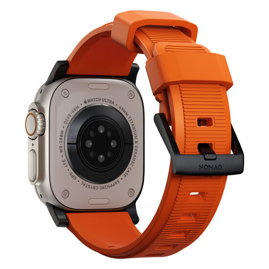 Nomad Rugged Apple Watch 49 / 45 / 42 mm bandje oranje / zwart