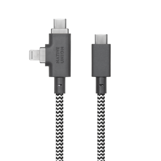 Native Union Belt Duo 240 watt USB-C naar USB-C &eacute;n Lightning kabel zebra