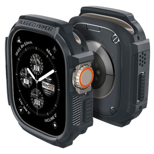 Spigen Rugged Armor Apple Watch Ultra 49 mm hoesje donkergrijs