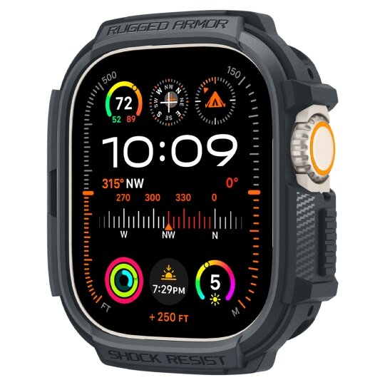 Spigen Rugged Armor Apple Watch Ultra 49 mm hoesje donkergrijs