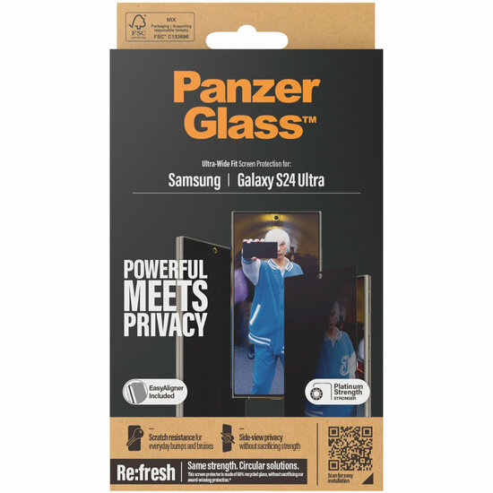 PanzerGlass Ultra Wide Privacy  glazen Galaxy S24 Ultra screenprotector met applicator