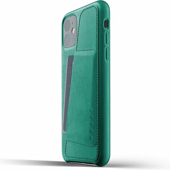 Mujjo leren Wallet iPhone 11 hoesje groen