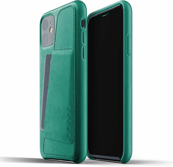 Mujjo leren Wallet iPhone 11 hoesje groen