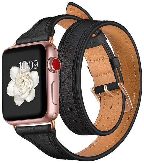 TechProtection Longcharm Apple Watch 49 / 45 / 44 mm bandje Zwart / Goud