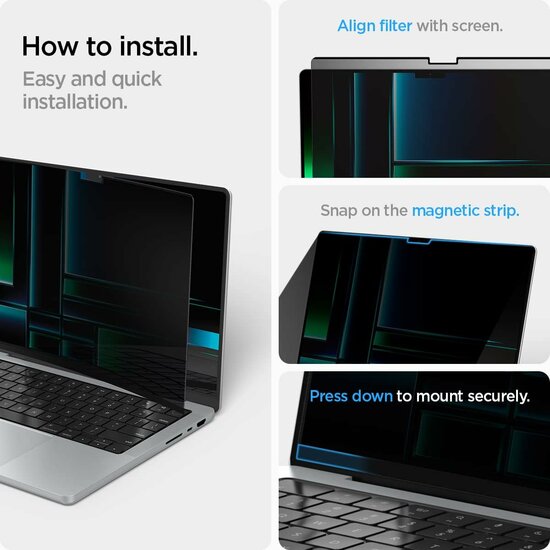 Spigen SafeView Privacy Glass MacBook Pro 14 inch glazen screenprotector