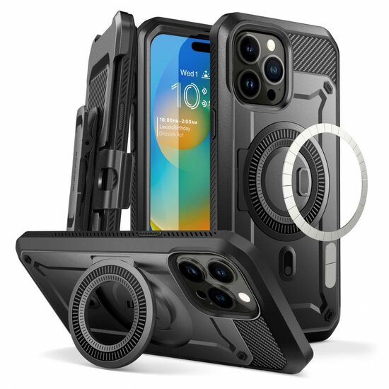 Supcase Unicorn Beetle Pro MagSafe iPhone 15 Pro hoesje zwart