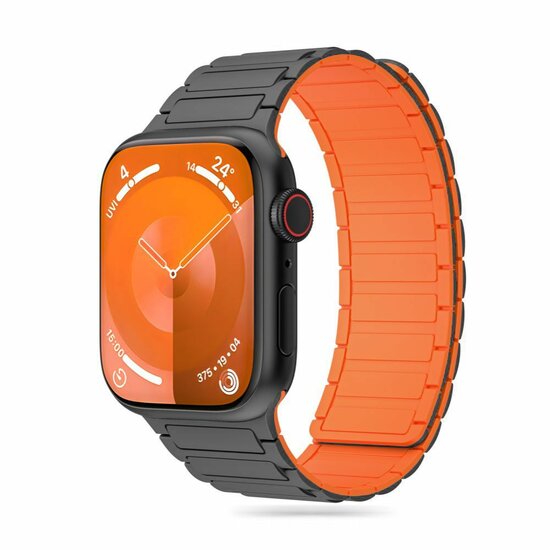 Tech Protection Magnetic Apple Watch 49 / 45 / 42 mm bandje titanium / oranje