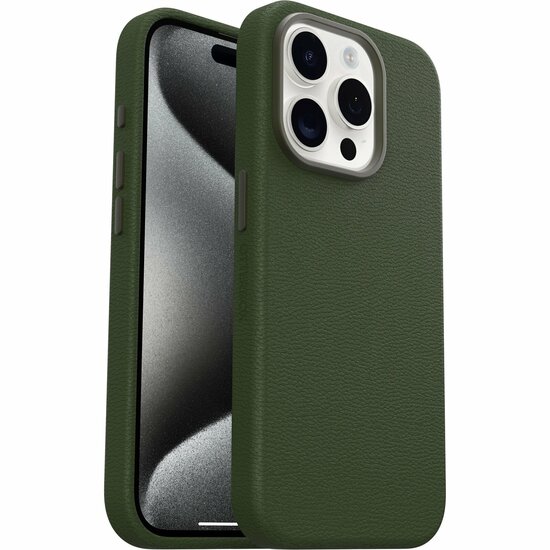 Otterbox Symmetry Cactus leren iPhone 15 Pro hoesje groen