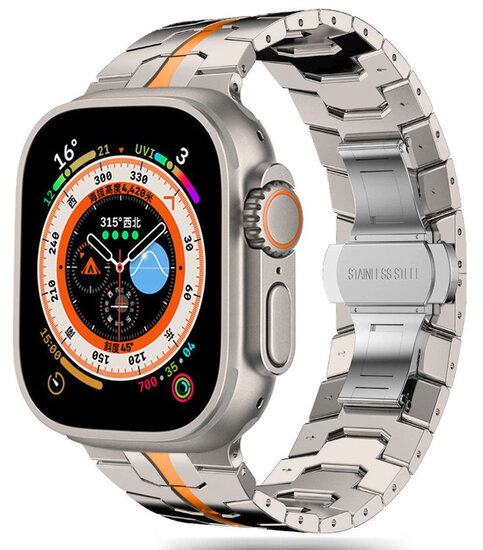 Tech Protection Stack Apple Watch 49 / 45 / 42 mm schakelbandje titanium / oranje