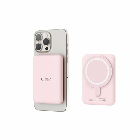 TechProtection Life MagSafe draadloze powerbank 5000 mAh roze