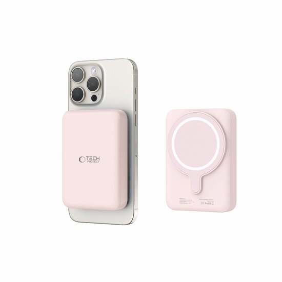 TechProtection Life MagSafe draadloze powerbank 10000 mAh roze