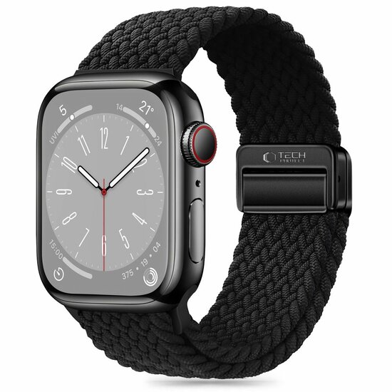 TechProtection NylonMag Apple Watch 49 / 45 / 44 mm bandje zwart