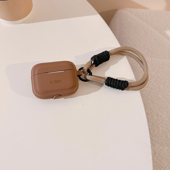 TechProtection silicone Rope&nbsp;AirPods Pro 1 / 2 hoesje bruin