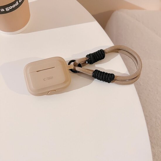 TechProtection silicone Rope&nbsp;AirPods Pro 1 / 2 hoesje beige