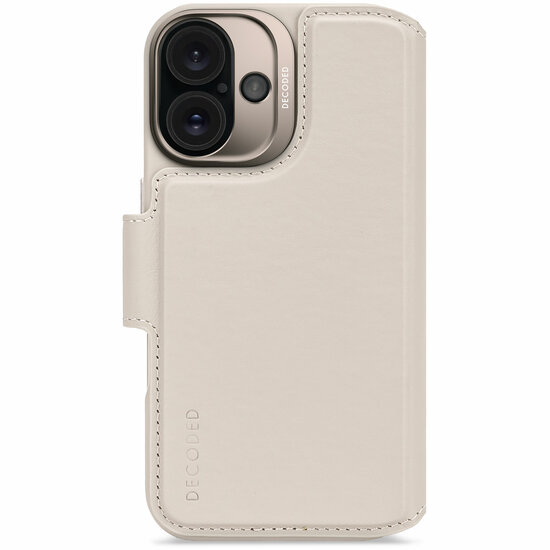 Decoded leren 2 in 1&nbsp;Wallet iPhone 16 hoesje beige