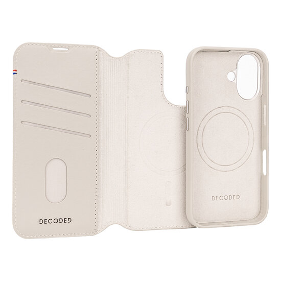 Decoded leren 2 in 1&nbsp;Wallet iPhone 16 hoesje beige