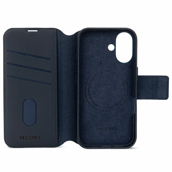 Decoded leren 2 in 1&nbsp;Wallet iPhone 16 hoesje navy