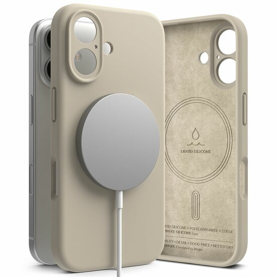 Ringke Silicone MagSafe iPhone 16 hoesje beige