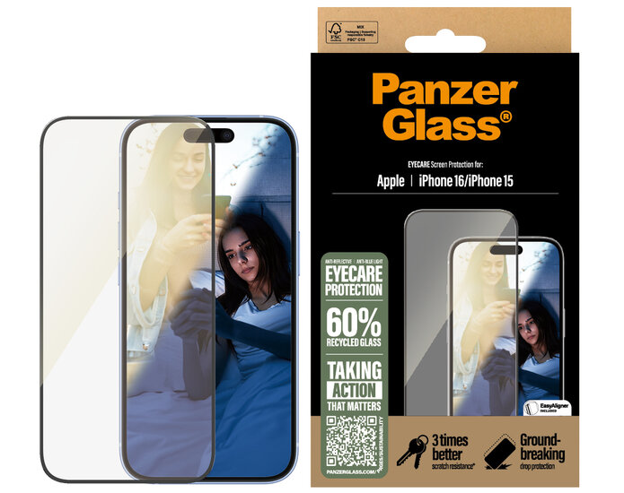 PanzerGlass EyeCare Glazen iPhone 16 screenprotector