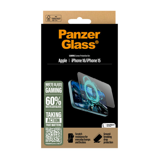 PanzerGlass Gaming Glazen iPhone 16 screenprotector