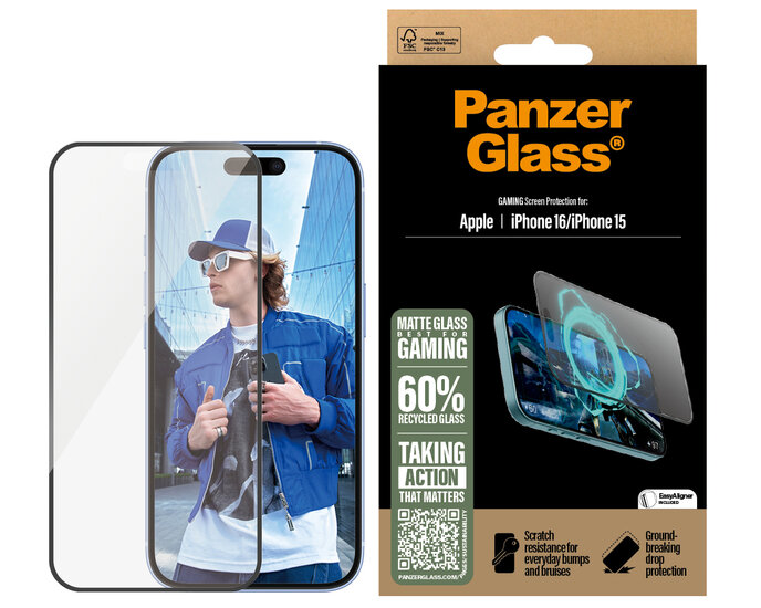 PanzerGlass Gaming Glazen iPhone 16 screenprotector