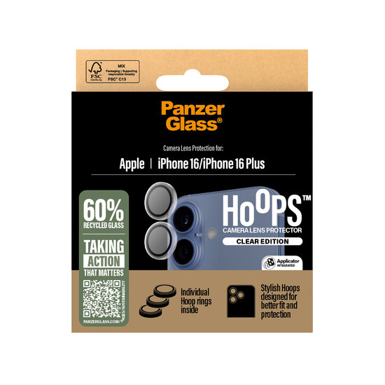 PanzerGlass Hoops iPhone 16 / iPhone 16 Plus cameralensbeschermer